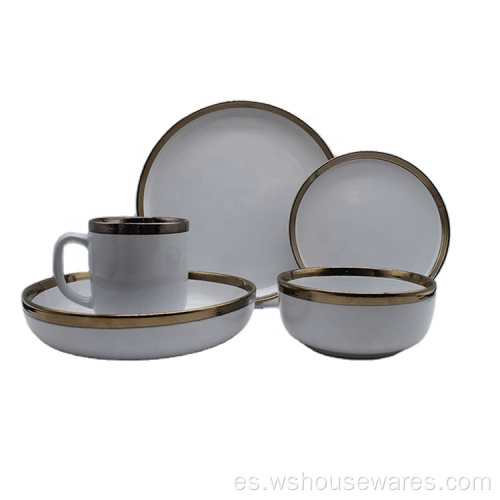 Set de cena de stoneware de vajilla de cerámica de cerámica esmaltada